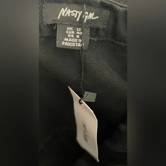 Nasty Gal Black Denim Jumper Wide Leg Women’s SZ 8 | Strapless Snatched Suit NWT - Picture 4 of 7